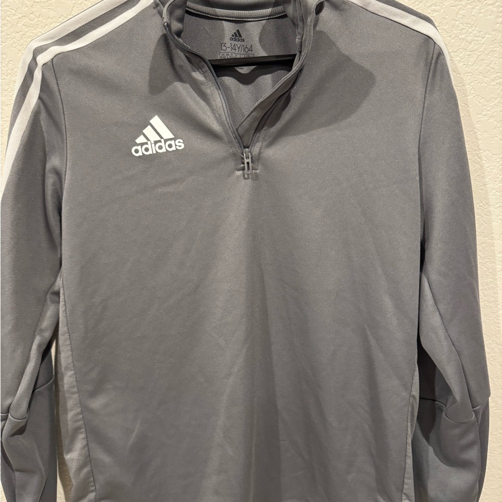 Adidas kids Gray Quarter-Zip Jacket
